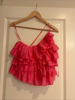 DO+BE Hot Pink Ruffled One-Shoulder Camisole